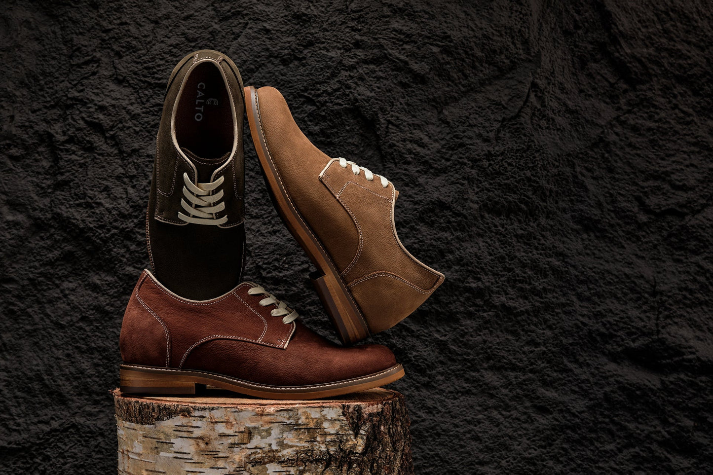 CALTO - J1313 - Polacchine in pelle eleganti e casual con rialzo di 7,5 cm (marrone terracotta)