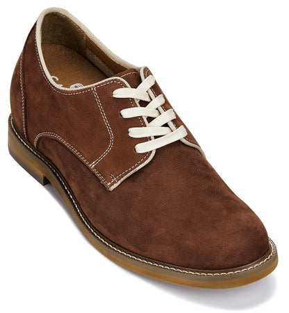 CALTO - J1313 - Polacchine in pelle eleganti e casual con rialzo di 7,5 cm (marrone terracotta)