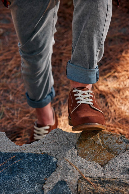 CALTO - J1313 - Polacchine in pelle eleganti e casual con rialzo di 7,5 cm (marrone terracotta)