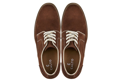 CALTO - J1313 - Polacchine in pelle eleganti e casual con rialzo di 7,5 cm (marrone terracotta)