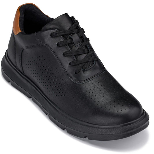 CALTO - J1580 - 6,6 cm più alta (Nero/Suola Nera) - Scarpe casual leggere da passeggio
