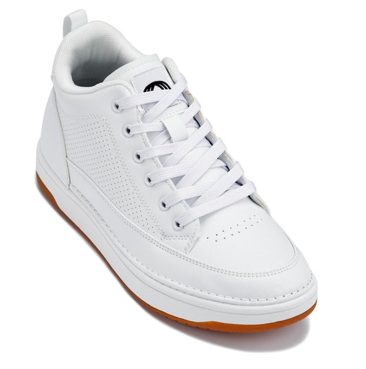 CALTO - Q272 - 5 cm Più Alto (Suola Bianca & Gomma) - Scarpe da Ginnastica Rialzate in Similpelle Micro-Forata