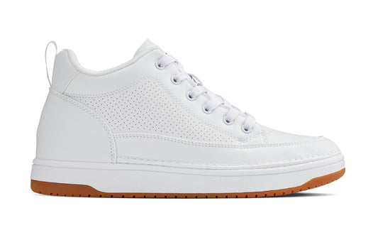 CALTO - Q272 - 5 cm Più Alto (Suola Bianca & Gomma) - Scarpe da Ginnastica Rialzate in Similpelle Micro-Forata