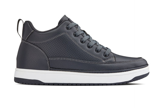 CALTO - Q273 - Altezza Aumentata di 5cm (Grigio Cemento) - Sneakers in Similpelle Microforata Rialzate