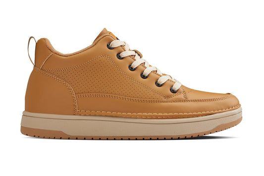 CALTO - Q274 - 5 cm Più Alto (Marrone Cammello & Suola Gomma) - Sneakers Rialzate in Similpelle Micro-Forata