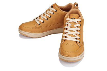 CALTO - Q274 - 5 cm Più Alto (Marrone Cammello & Suola Gomma) - Sneakers Rialzate in Similpelle Micro-Forata