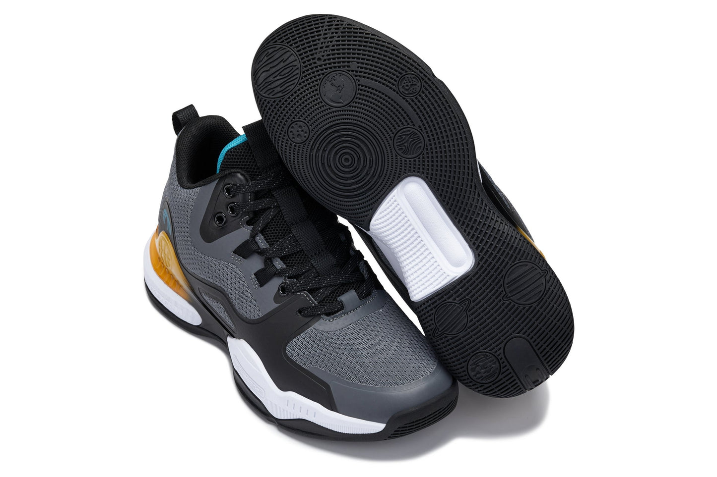 CALTO - Q392 - 3 Pollici Più Alto (Grigio/Arancione) - Scarpe da Ginnastica Alte da Basket