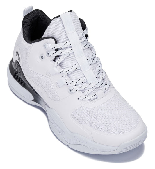 CALTO - Q394 - Sneakers da basket alte con rialzo di 7,6 cm (Bianco/Nero)