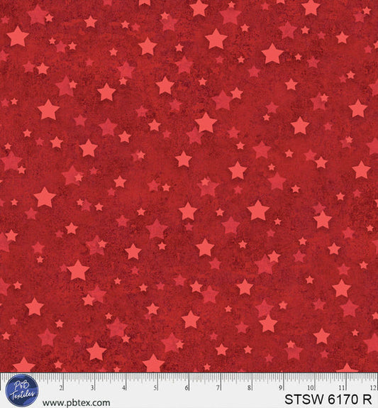 Tessuto di cotone Red Star Spangled 108" STSW-6170-R Wideback al metro