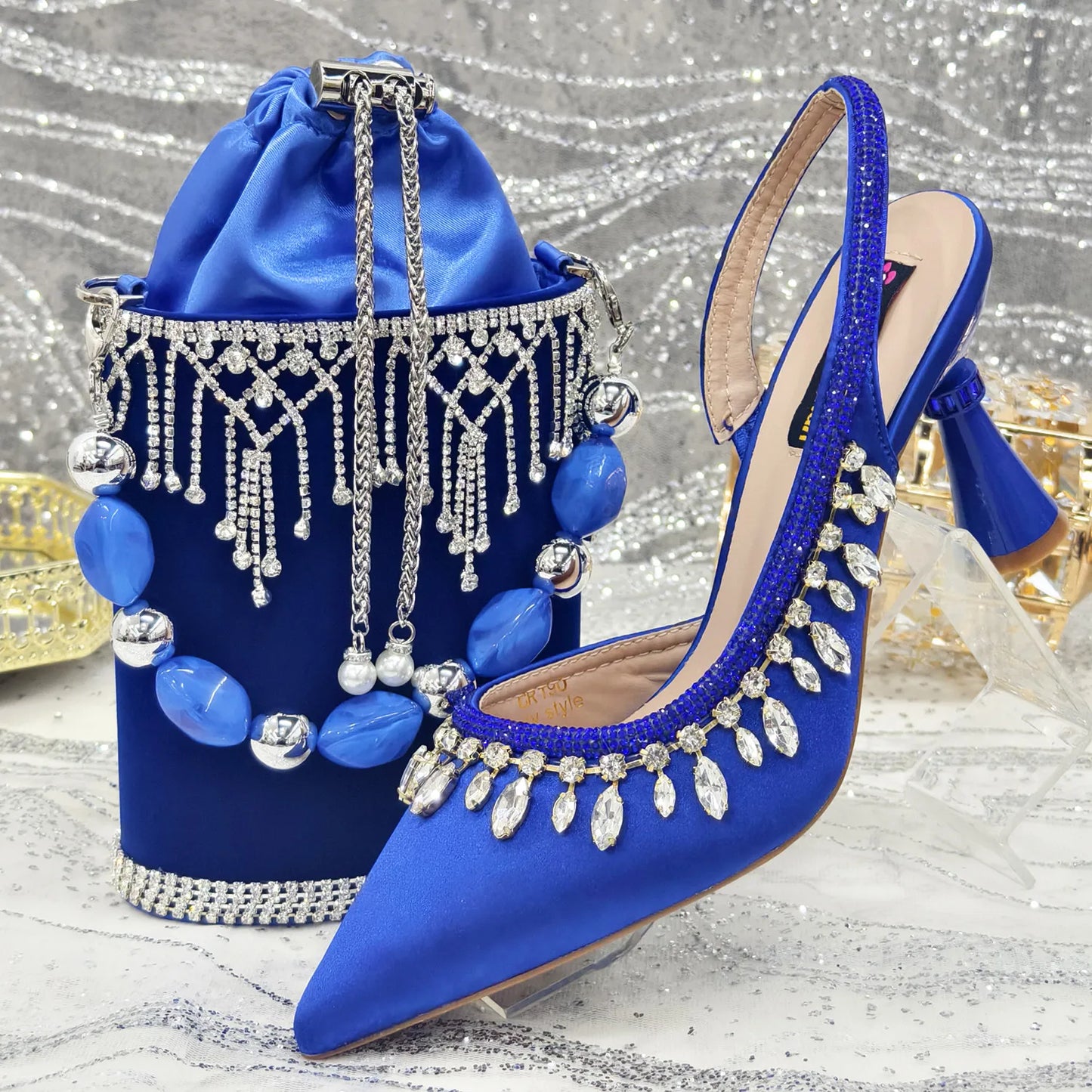 Latest Women Heels Shoes and Bags Set - QWE67