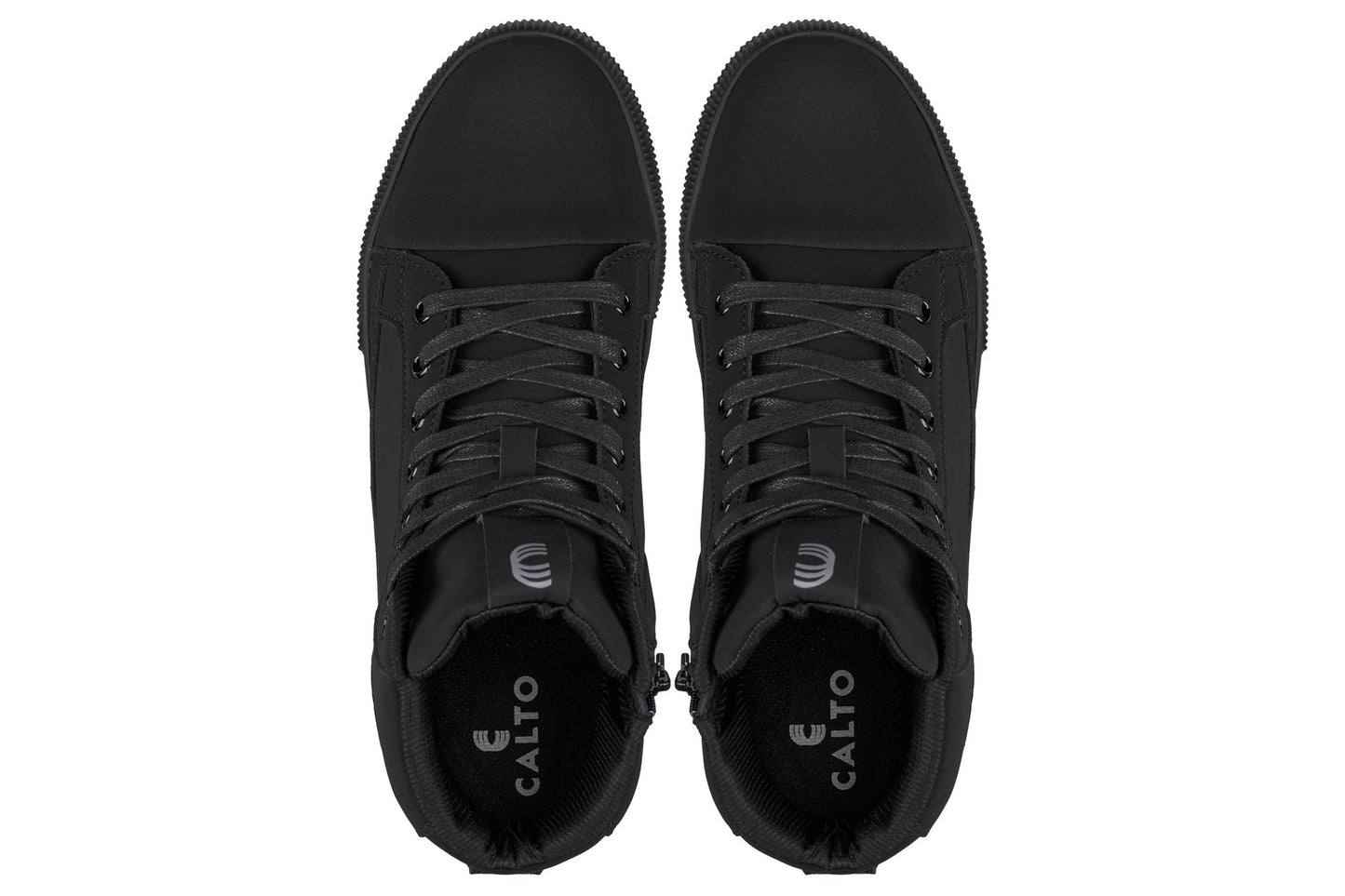 CALTO - S3421 - 6 CM Più Alto (Nero) - Stivali Sneaker Alti con Zip e Puntale Rinforzato