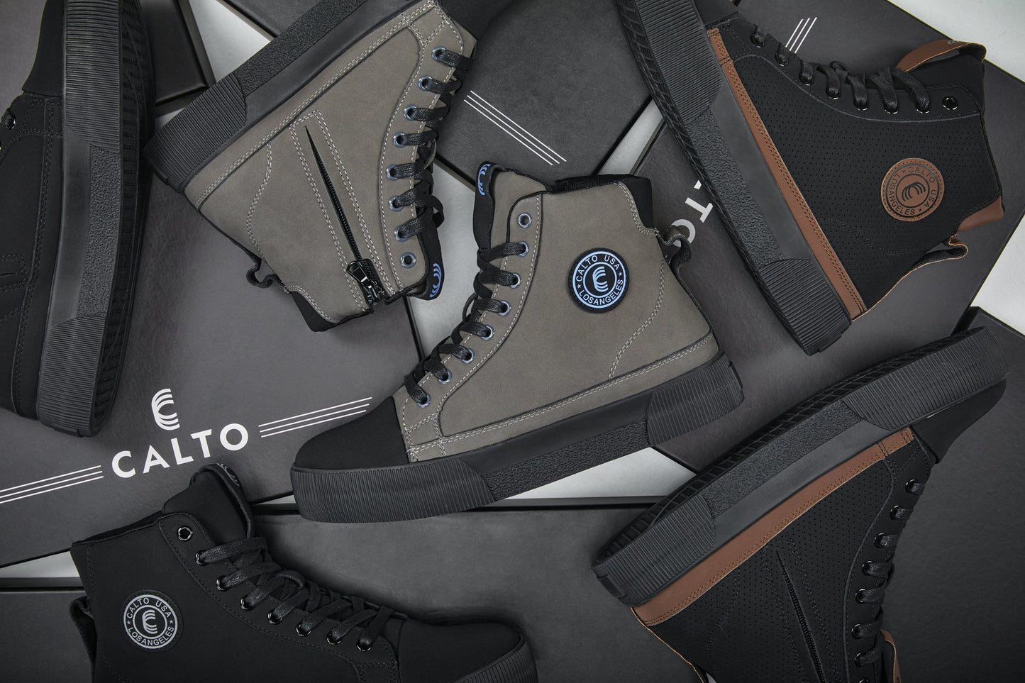 CALTO - S3421 - 6 CM Più Alto (Nero) - Stivali Sneaker Alti con Zip e Puntale Rinforzato