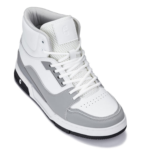 CALTO - S4751 - 7,5 cm in più (Bianco/Grigio) - Sneakers alte