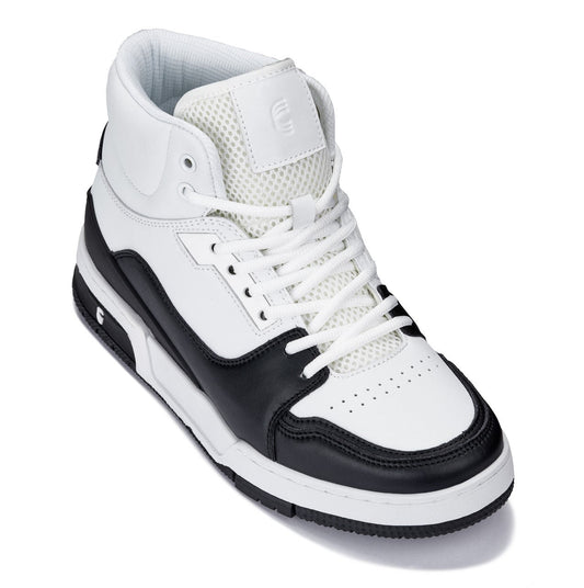 CALTO - S4752 - 7,5 cm in più (Bianco/Nero) - Sneakers alte