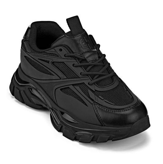 CALTO - S5282 - 2,6 Pollici Più Alto (Jet Black/Suola Onice) - Sneakers Sportive con Suola Spessa