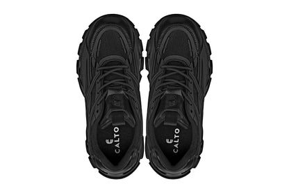 CALTO - S5282 - 2,6 pouces plus haut (noir de jais/semelle onyx) - Baskets sportives à semelle épaisse