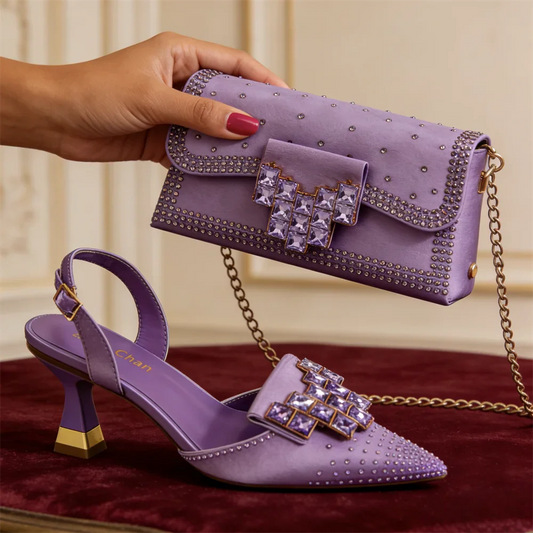 Scarpe con tacchi alti da donna e set borsa abbinata dal design italiano EDS70