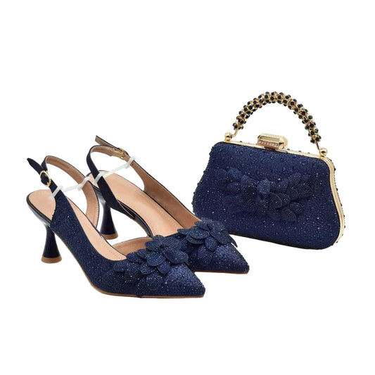 Scarpe e Borsa da Sposa con Punta a Punta da Donna - ED123