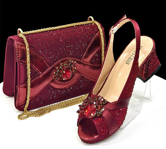 Eleganti décolleté peep-toe da donna e set borsa coordinata EDS41