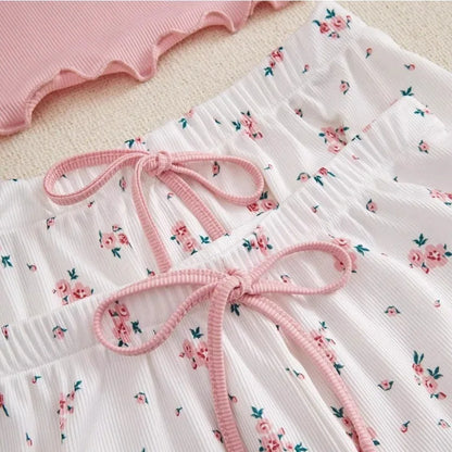 Pink & White Floral Pajamas Set