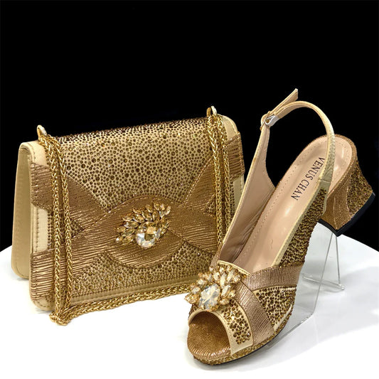 Eleganti décolleté peep-toe da donna e set borsa coordinata EDS41