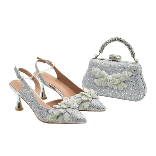 Scarpe e Borsa da Sposa con Punta a Punta da Donna - ED123