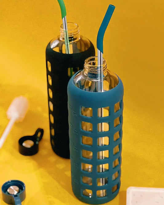 purifyou Cannucce Riutilizzabili in Acciaio Inox da 36,8 cm con Punte in Silicone – Ecologiche, Durevoli e Pronte per Viaggiare