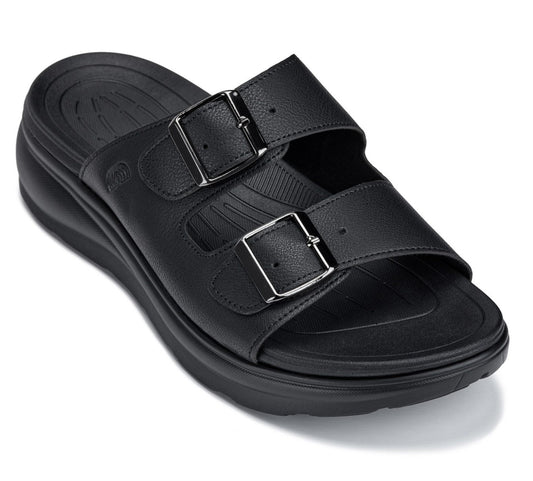 CALTO - X1660 - 5 cm Più Alto (Fibbia Nera) - Sandalo con Doppia Fibbia Regolabile
