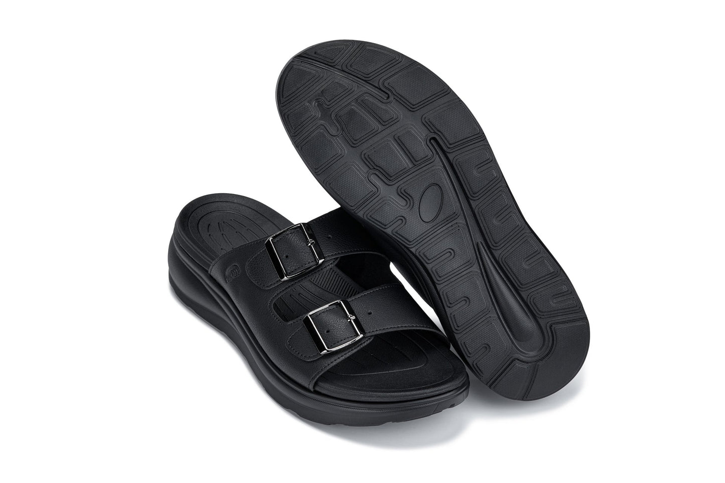 CALTO - X1660 - 5 cm Più Alto (Fibbia Nera) - Sandalo con Doppia Fibbia Regolabile