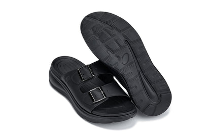CALTO - X1660 - 5 cm Più Alto (Fibbia Nera) - Sandalo con Doppia Fibbia Regolabile