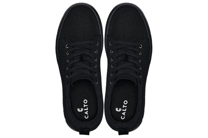 CALTO - X2320 - 6 cm in più (Nero/Suola Nera) - Sneaker Casual con Lacci - Leggera