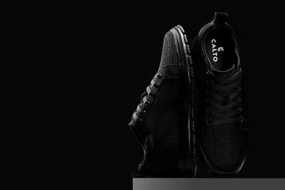 CALTO - X2320 - 6 cm in più (Nero/Suola Nera) - Sneaker Casual con Lacci - Leggera