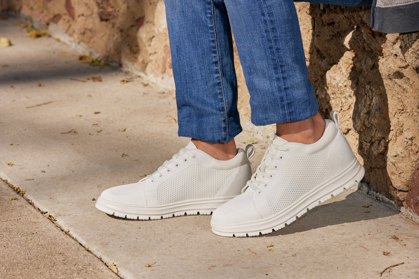 CALTO - X2321 - 6,1 cm più alto (bianco/suola bianca) - Sneaker casual stringata - Leggera