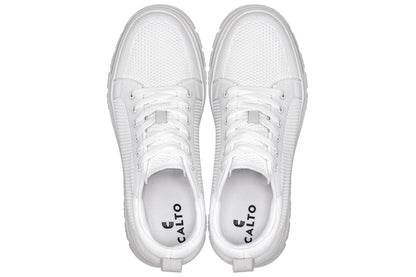 CALTO - X2321 - 6,1 cm più alto (bianco/suola bianca) - Sneaker casual stringata - Leggera