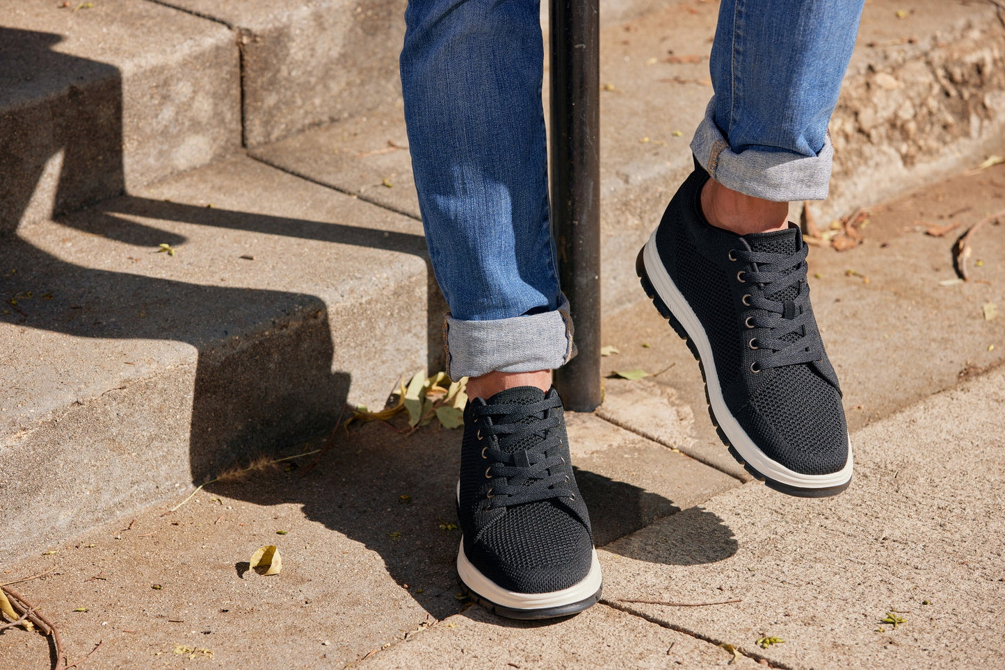 CALTO - X2322 - 6 cm più alto (bianco/nero e suola nera) - Sneaker casual stringata - Leggera