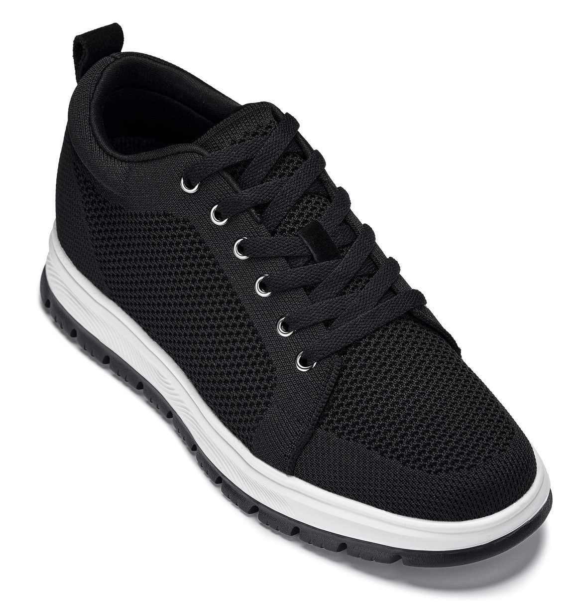 CALTO - X2322 - 6 cm più alto (bianco/nero e suola nera) - Sneaker casual stringata - Leggera