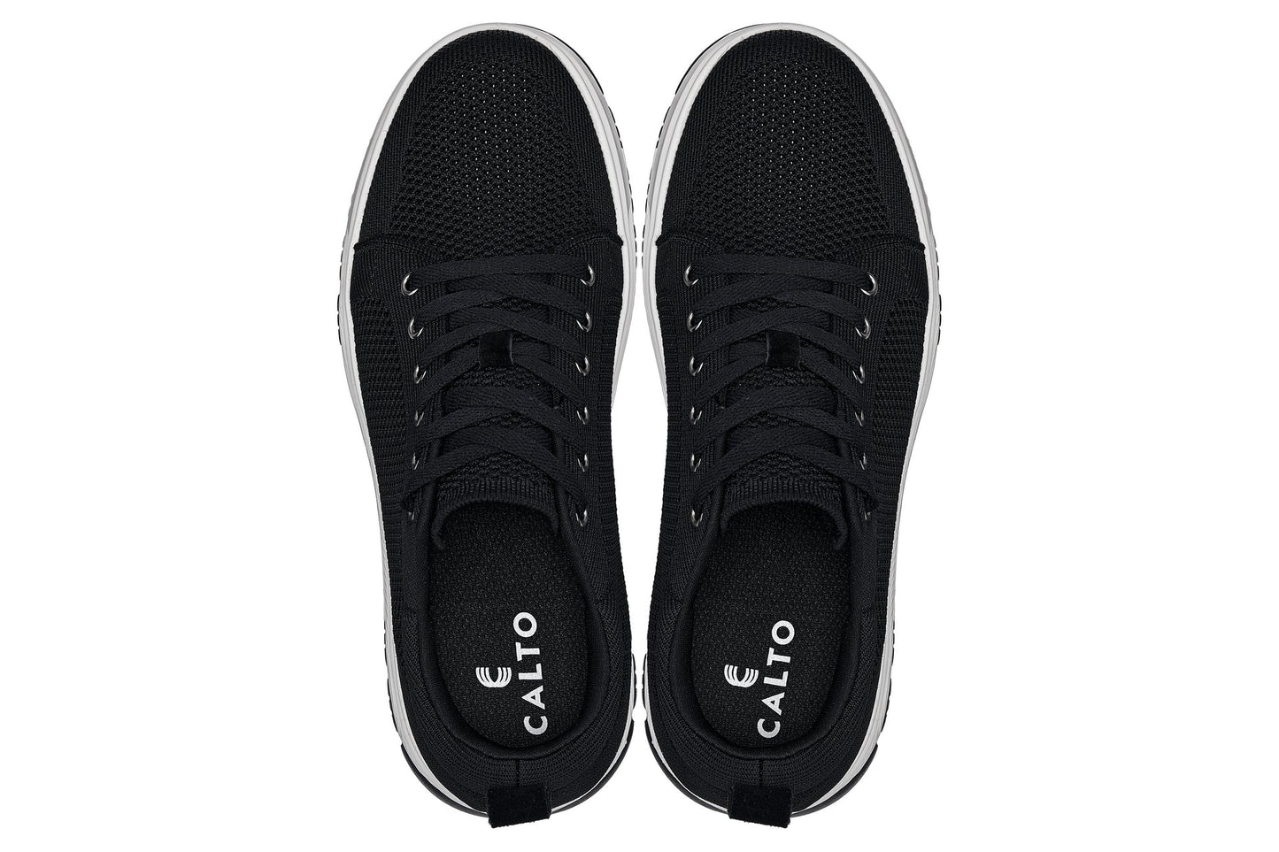 CALTO - X2322 - 6 cm più alto (bianco/nero e suola nera) - Sneaker casual stringata - Leggera
