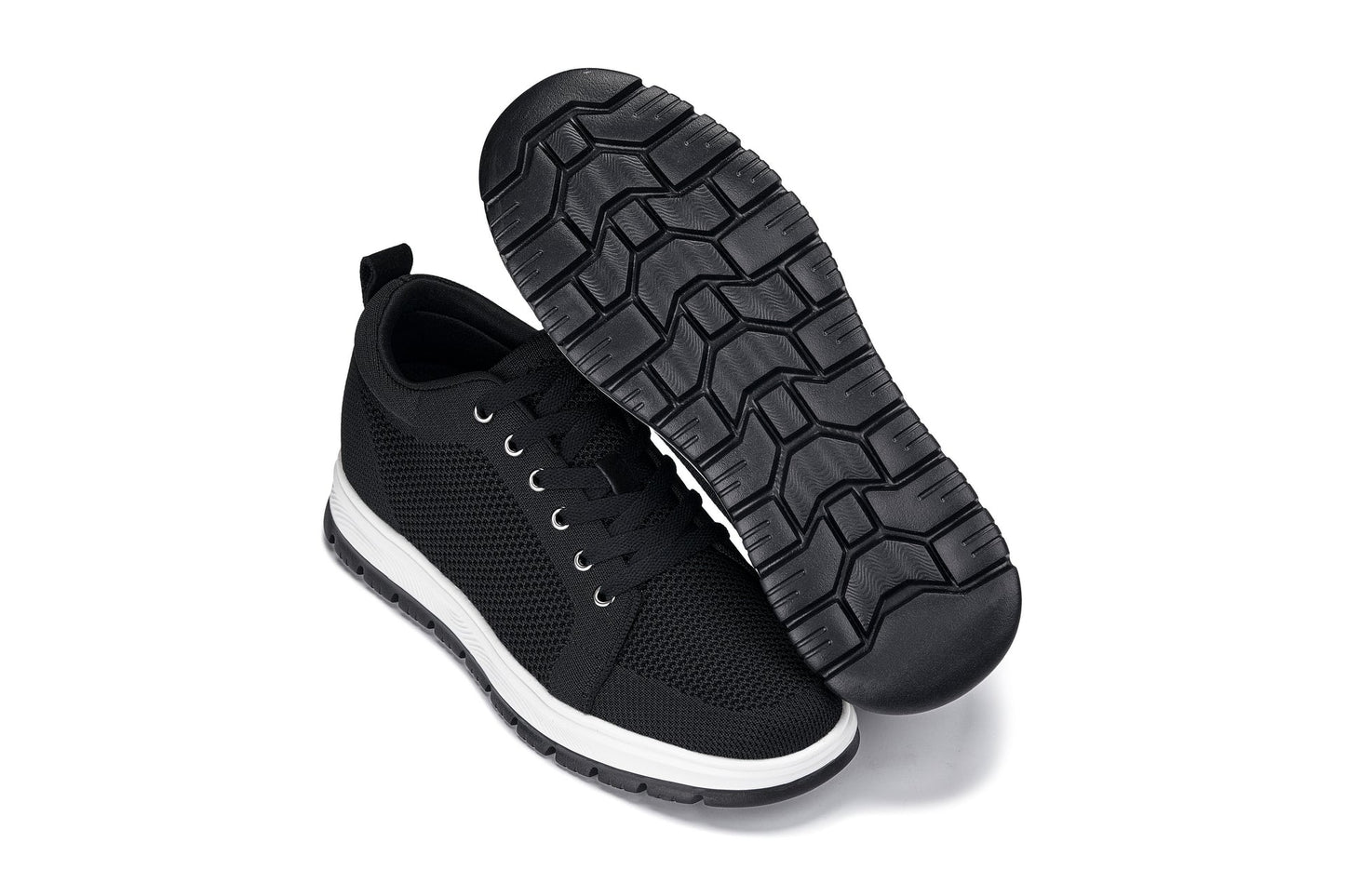 CALTO - X2322 - 6 cm più alto (bianco/nero e suola nera) - Sneaker casual stringata - Leggera