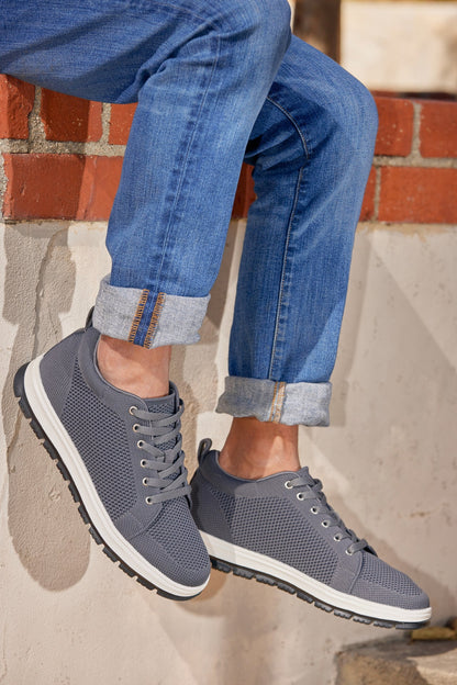 CALTO - X2323 - 2.4 Pollici Più Alto (Grigio Ferro/Bianco e Suola Nera) - Sneakers Casual Stringate - Leggere