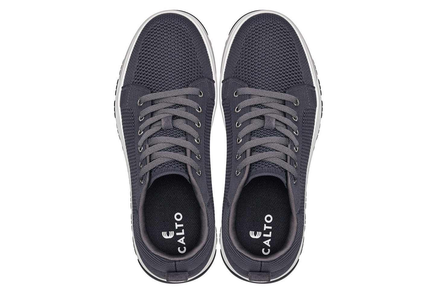 CALTO - X2323 - 2.4 Pollici Più Alto (Grigio Ferro/Bianco e Suola Nera) - Sneakers Casual Stringate - Leggere