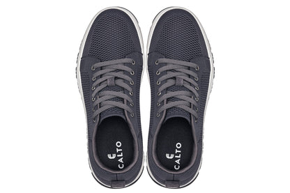 CALTO - X2323 - 2.4 Pollici Più Alto (Grigio Ferro/Bianco e Suola Nera) - Sneakers Casual Stringate - Leggere