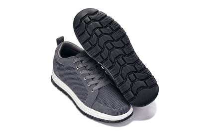 CALTO - X2323 - 2.4 Pollici Più Alto (Grigio Ferro/Bianco e Suola Nera) - Sneakers Casual Stringate - Leggere