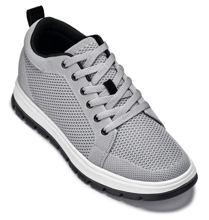 CALTO - X2324 - 6.09 cm più alto (Grigio Peltro/Suola Bianca & Nera) - Sneaker Casual Allacciata - Leggera