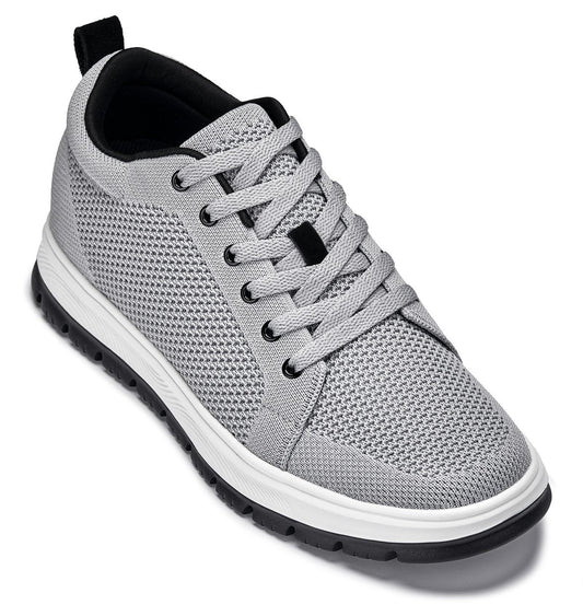 CALTO - X2324 - 6.09 cm più alto (Grigio Peltro/Suola Bianca & Nera) - Sneaker Casual Allacciata - Leggera