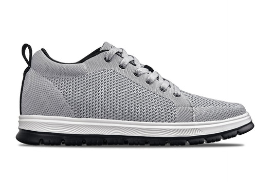 CALTO - X2324 - 6.09 cm più alto (Grigio Peltro/Suola Bianca & Nera) - Sneaker Casual Allacciata - Leggera