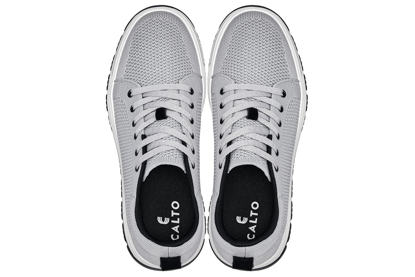 CALTO - X2324 - 6.09 cm più alto (Grigio Peltro/Suola Bianca & Nera) - Sneaker Casual Allacciata - Leggera