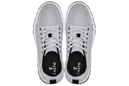 CALTO - X2324 - 6.09 cm più alto (Grigio Peltro/Suola Bianca & Nera) - Sneaker Casual Allacciata - Leggera
