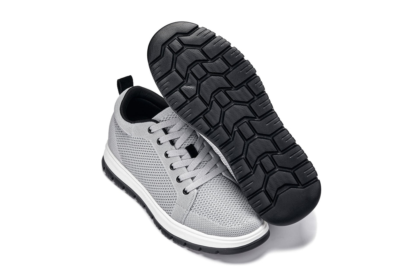 CALTO - X2324 - 6.09 cm più alto (Grigio Peltro/Suola Bianca & Nera) - Sneaker Casual Allacciata - Leggera