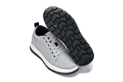 CALTO - X2324 - 6.09 cm più alto (Grigio Peltro/Suola Bianca & Nera) - Sneaker Casual Allacciata - Leggera