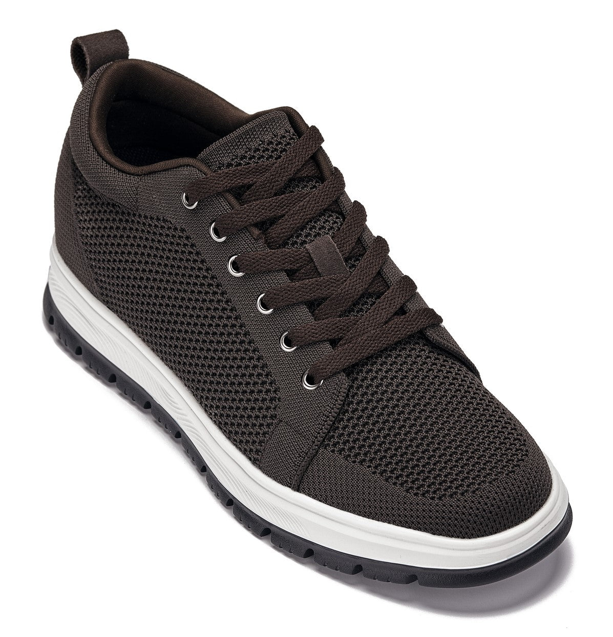 CALTO - X2325 - 6,1 cm più alto (Marrone Scuro/Bianco & Suola Nera) - Scarpa da Ginnastica Casual stringata - Leggera